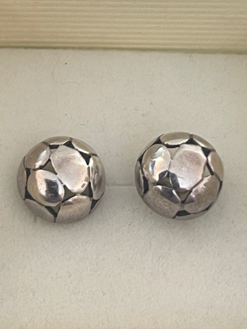 Sterling Silver 925 Dome Geo Stud Earrings